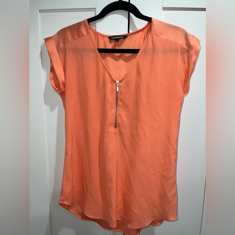 Coral Zipper Express Blouse